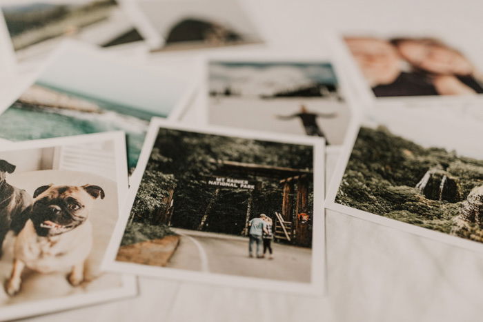 a group of printed Polaroid photos