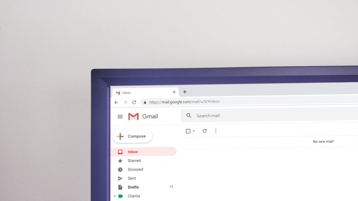 a computer screen on gmail account 
