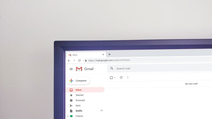 a computer screen on gmail account 