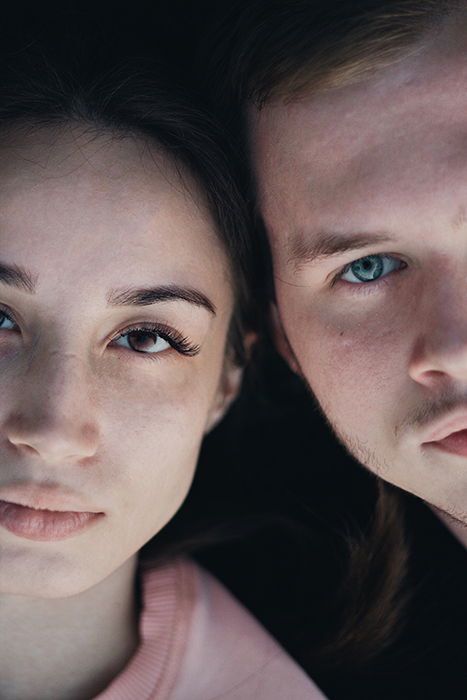 A close up shot of a young couple