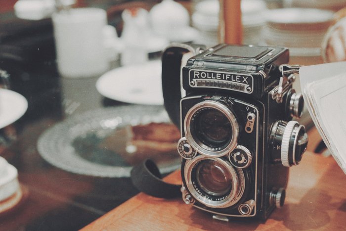 Photo of an antique film camera
