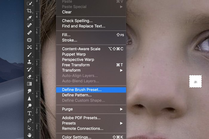 Screenshot of Lightroom define brush preset