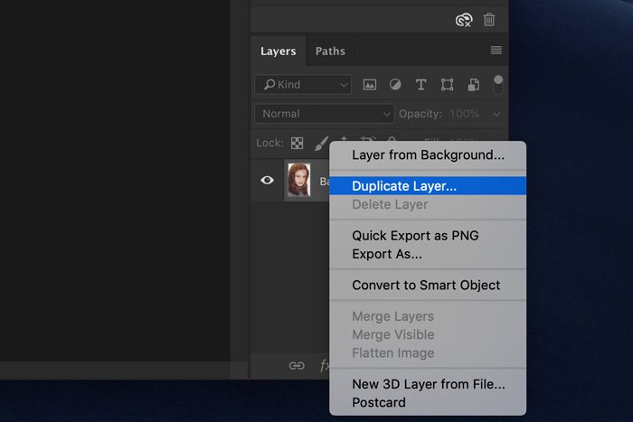 Screenshot of Lightroom duplicate layer