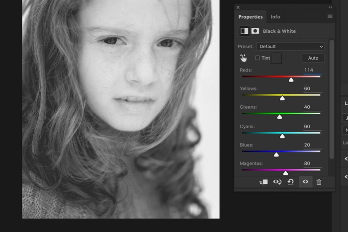 Screenshot of Lightroom color adjustments