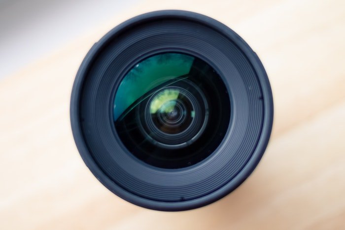a close up photo of a a camera lens