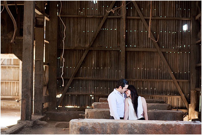 A couple smiling and being romantic 