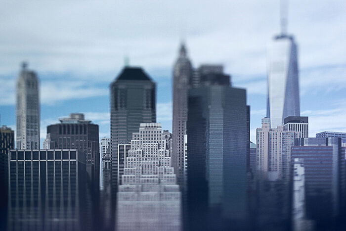 Photo of a cityscape with tilt shift lens