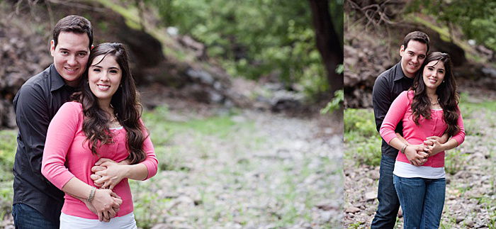 a diptych portrait of a couple trying prom photo poses outdoors