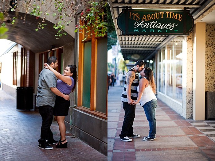 Two examples of tummy to tummy poses for an engagement photo session