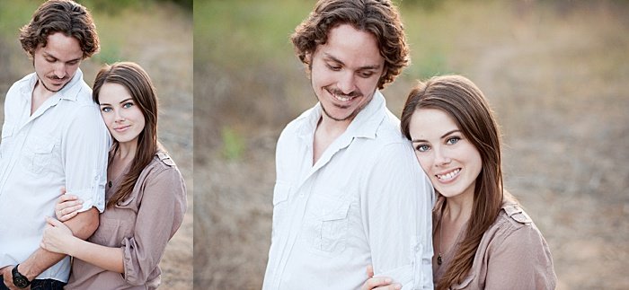 A young couple shot with the arm hold pose , engagement photo poses diptych
