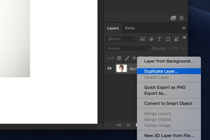 a screenshot showing how to duplicate a layer in Photoshop