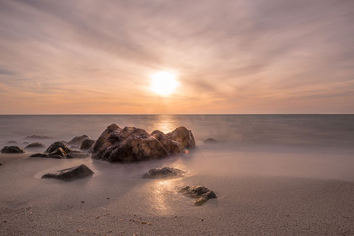 Landscape photo of a beach an dawn