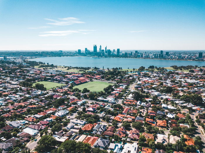 Drone photo of a city