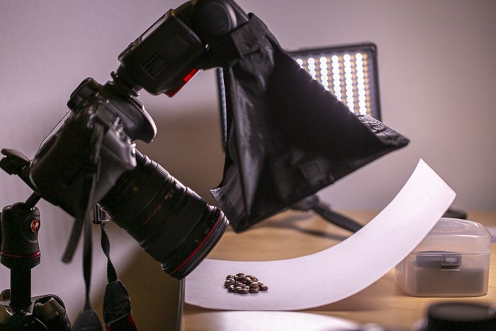 A DSLR fitted with V860II flash with the X1T radio trigger