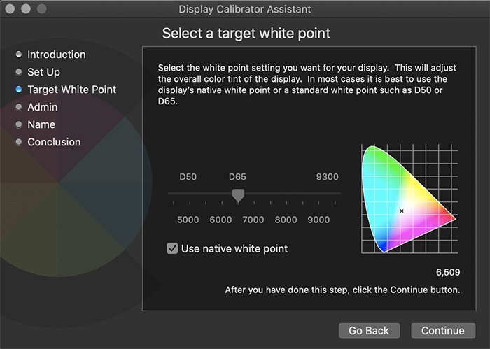 Screenshot of Macs simple built-in calibration tool