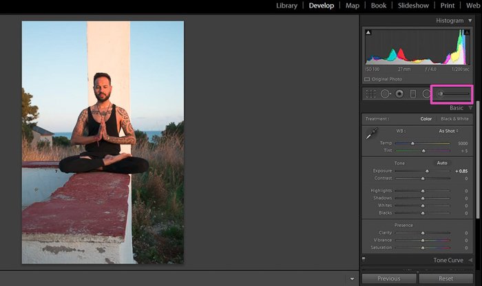 a screenshot of adjusting the white balance of a photo in Lightroom