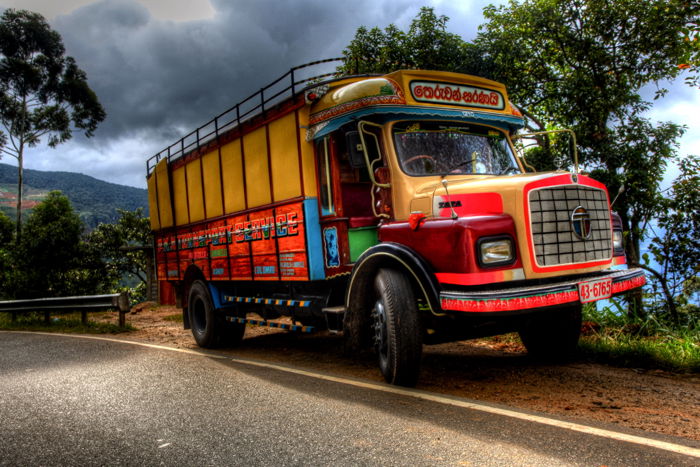 HDR photo of a colorful bus