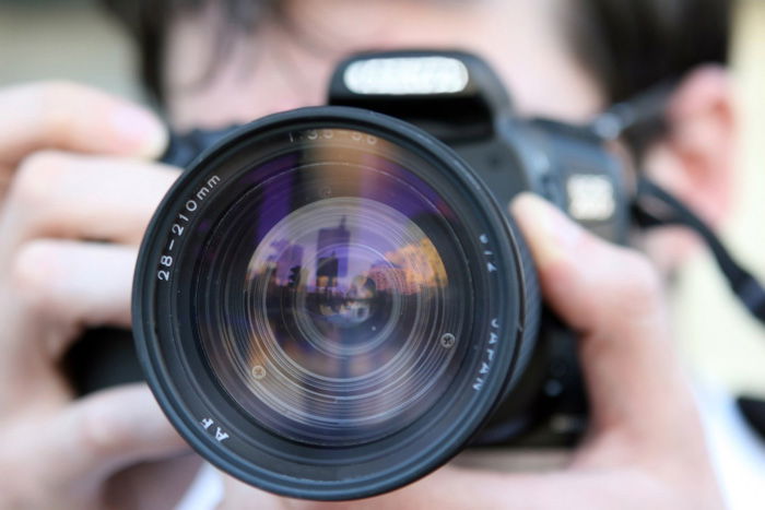 Close up of a camera lens 