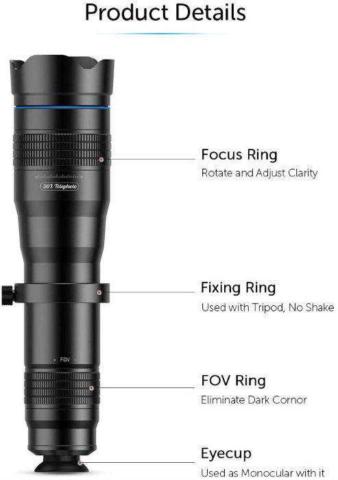 Apexel 36x Telephoto Lens