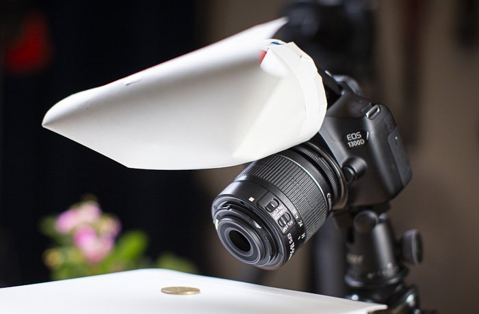 A DIY flash diffuser on a camera 
