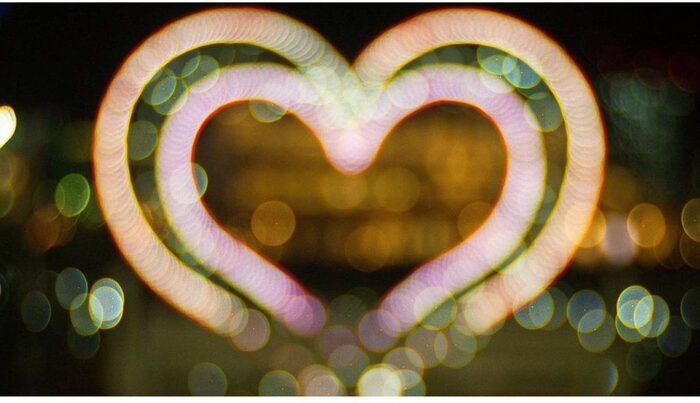 Photo of hearts in light painting