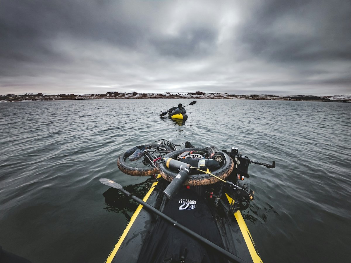 A seascape with kayaks for GoPro photography