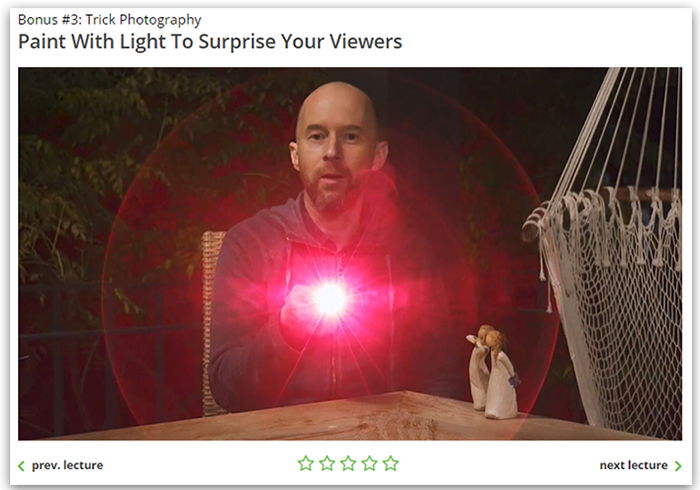 A screenshot from Photo Shortcuts course trick photography module