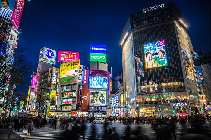 A long-exposure HDR image from Shibuya, Tokyo.