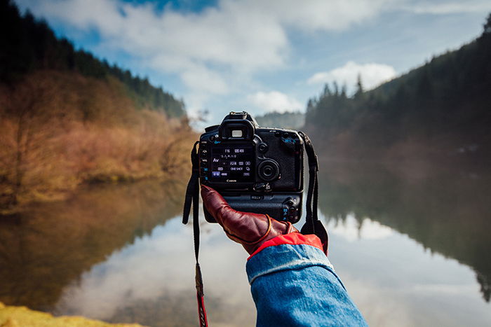 Photo of a hand holding a camera