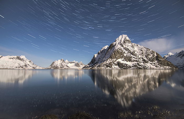 Time-lapse photo of a lake and mountains