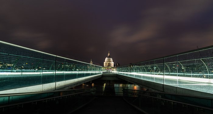 The Millennium Bridge over the Thames frames St. Paul’s Cathedral