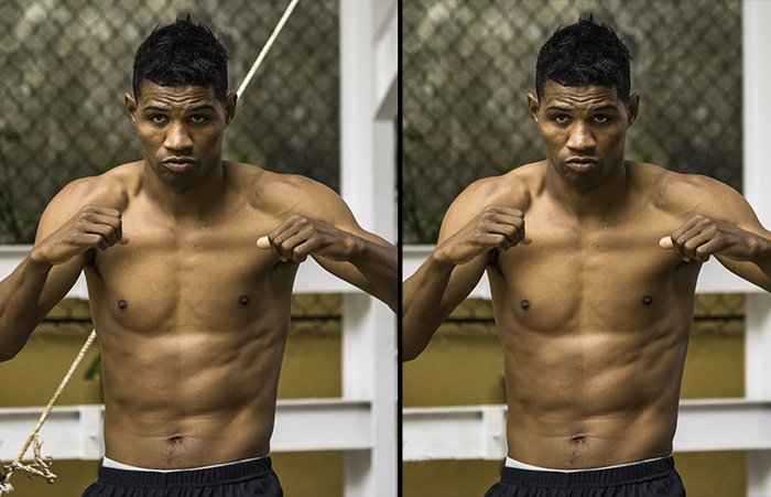 Diptych portrait of a Cuban boxer demonstrating good portrait cropping