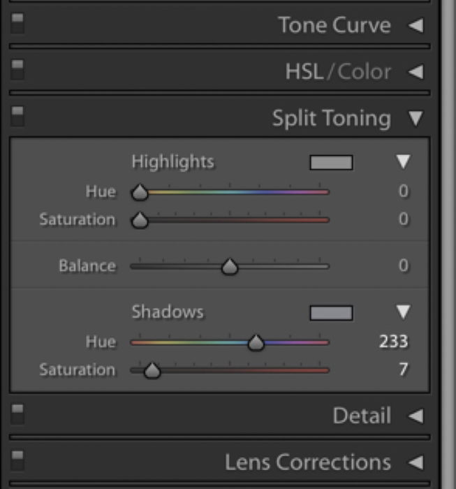 Split toning в lightroom где находятся