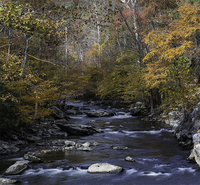 landscape panorama in the Smokey Mountains from three images