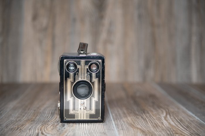 a vintage camera product photography shot