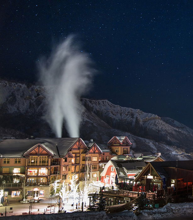 Houses in a snowy mountain village 