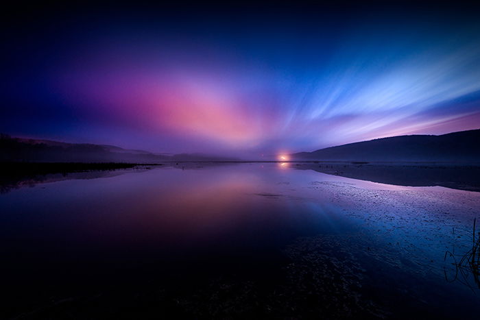 Colorful sunrise photo on a beach