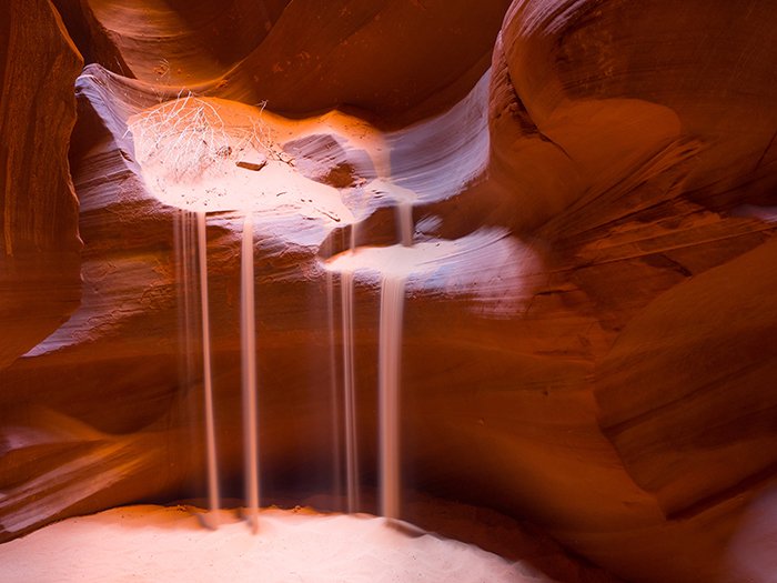 falling sand in a cave