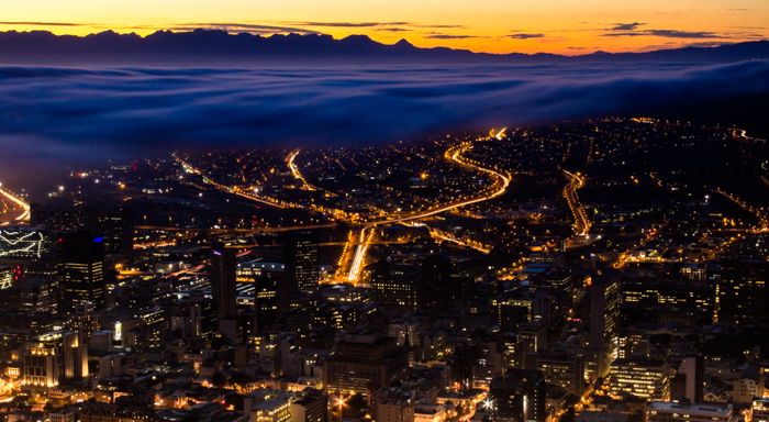 High angle shot of a city at night 