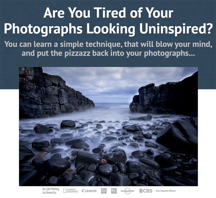 Sales page of the Complete Guide to Long Exposure Photography