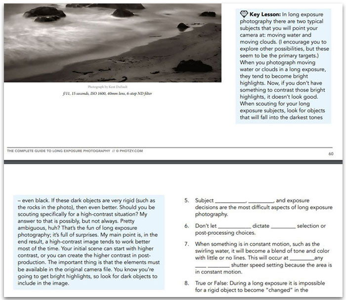 'Key Lesson' part of a chapter in the Complete Guide to Long Exposure Photography