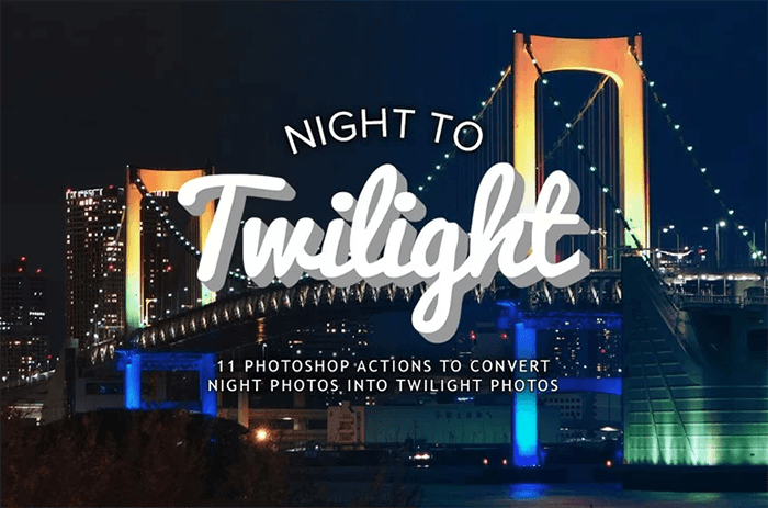 Screenshot of Night to Twilight Photoshop action graphic