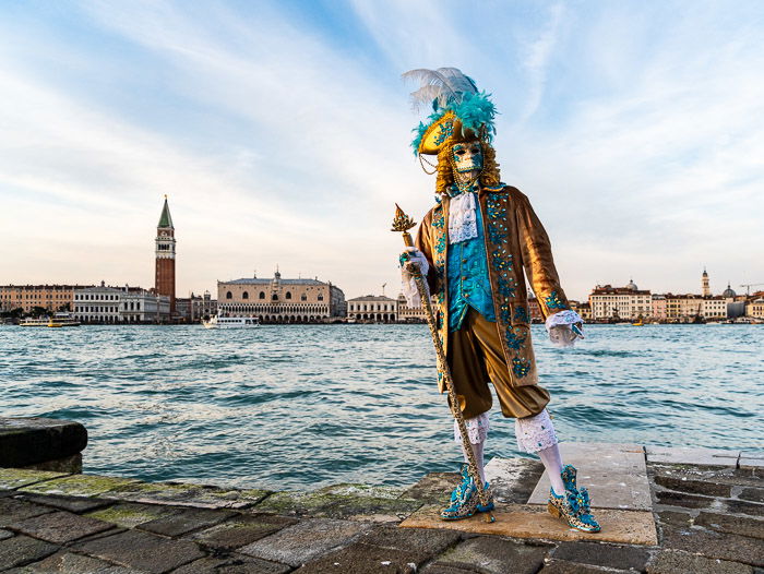 Masked model in Venice, Italy during Carnival. 