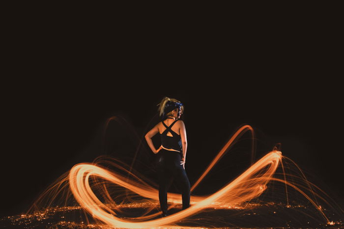 Steel wool photography. Lightpainting with steel wool