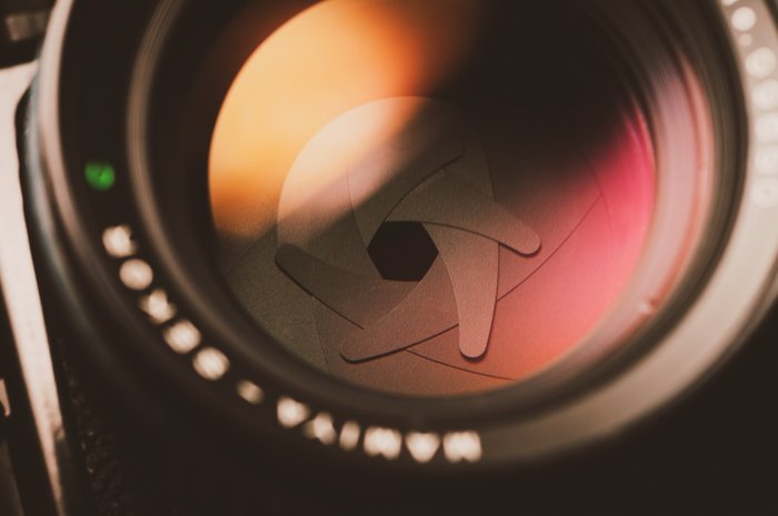 A close up of a camera aperture