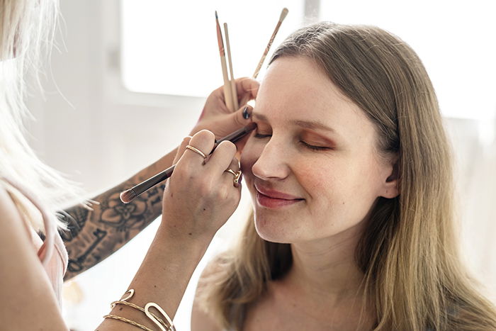 Makeup artist at work.