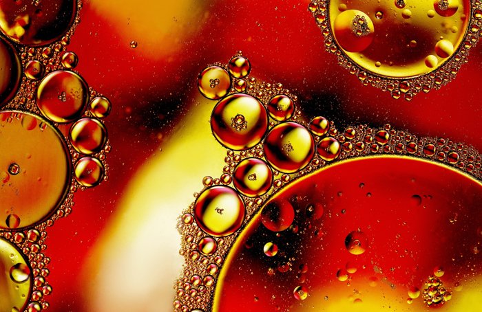 Macro shot of abstract oils and water