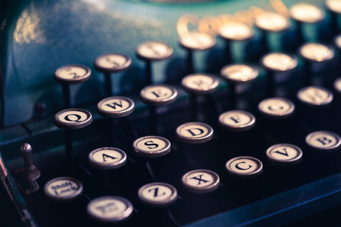 Close up of an old typewriter