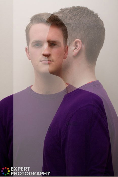 Two portraits of Josh Dunlop from ExpertPhotography layered over each other