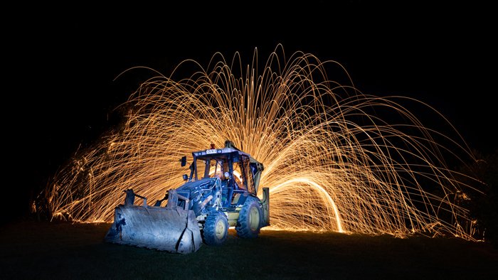 Photo of a tractor with steel wool photography